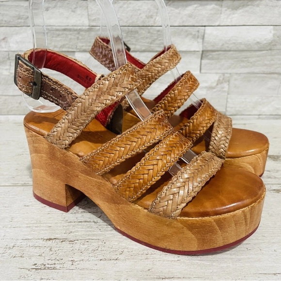Bed Stu Women’s Size 10 Voicing Braided Leather Platform Sandals Brown/Tan NEW - Picture 1 of 13